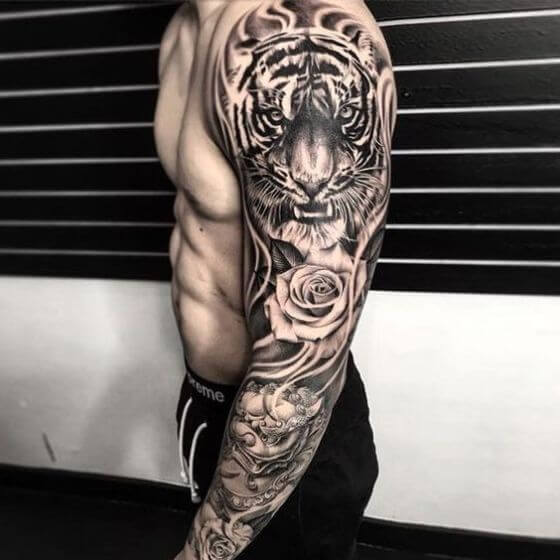 trending tiger sleeve tattoos for men