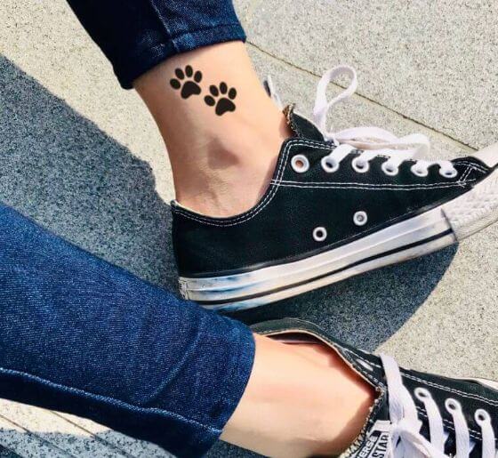 Small Dog Paw Tattoo on ankle