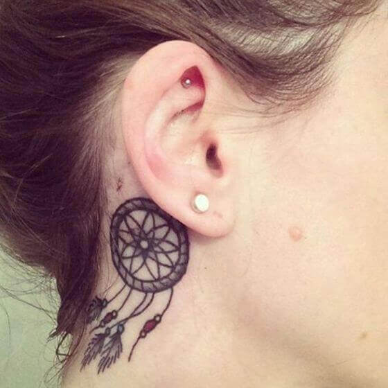 Behind the Ear Dream Catcher Tattoo ideas