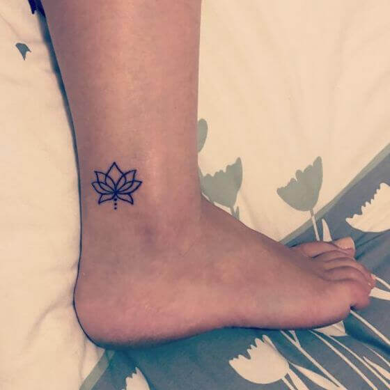 Ankle Lotus Flower Tattoo on women
