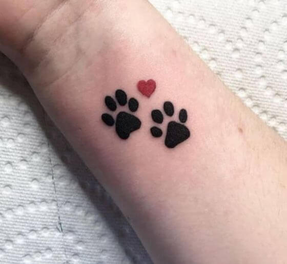 Best Heart Trail Paw Print Tattoo