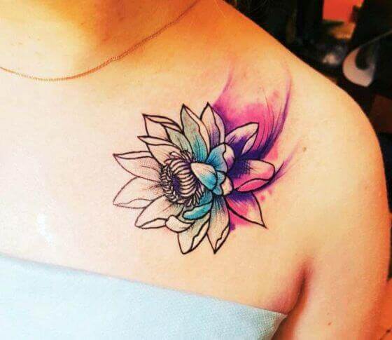 Best Watercolor Lotus Flower Tattoo