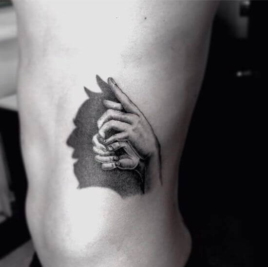 Hand Shadow Waist Tattoos For Men