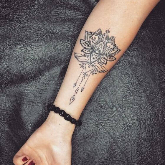 Mandala Lotus Flower Tattoo on arm