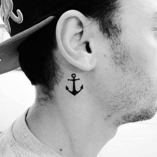 Small Anchor Neck Tattoo designs on Men
