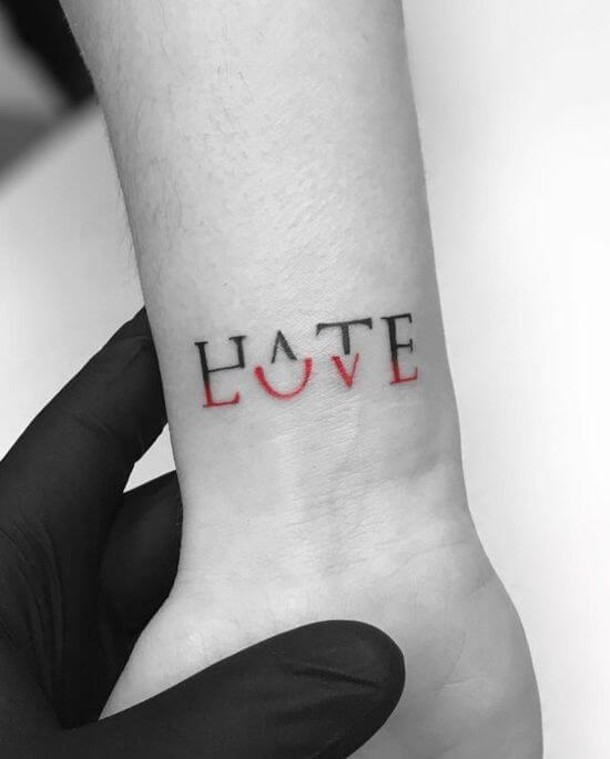 Small Text tattoo on men wrist