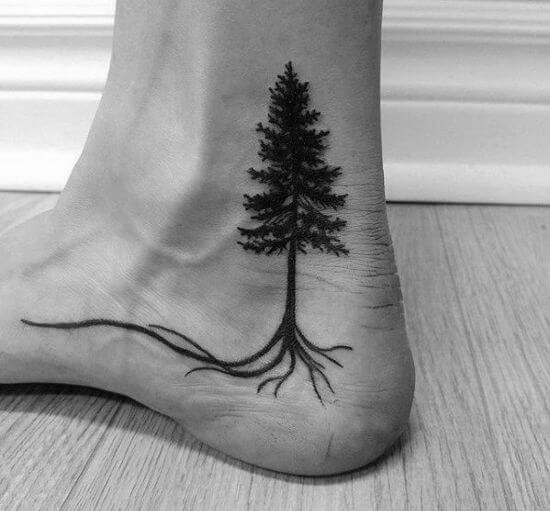 Small Tree tattoo on ankle