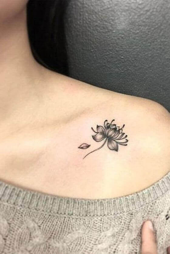 Stemmed Lotus Flower Tattoo women