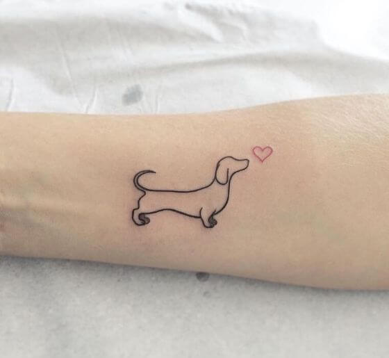 Weiner Dog Outline Tattoo
