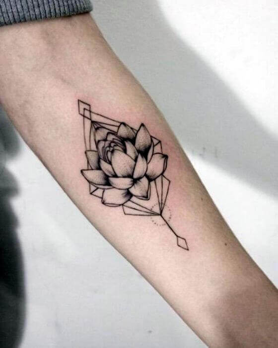best Geometric Lotus tattoo designs on arm