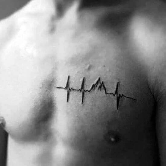 heartbeat Chest Tattoos For Men