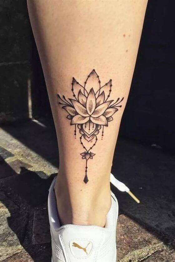 lotus tattoo on leg