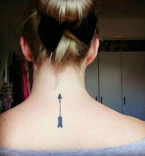 Small Arrow tattoo on back