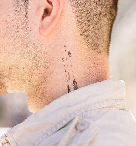 Arrow tattoo on neck