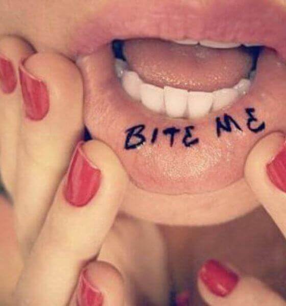 BITE ME lip tattoo ideas