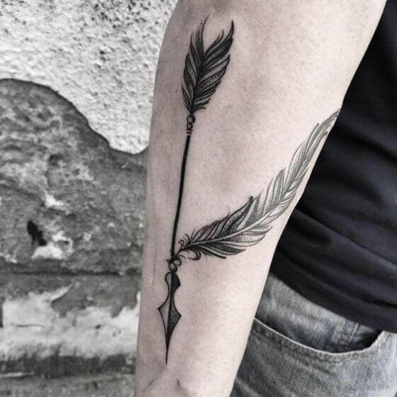 Best Feather Arrow Tattoo Designs on arm