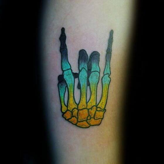 Colorful Skeleton Hand Tattoo designs 9