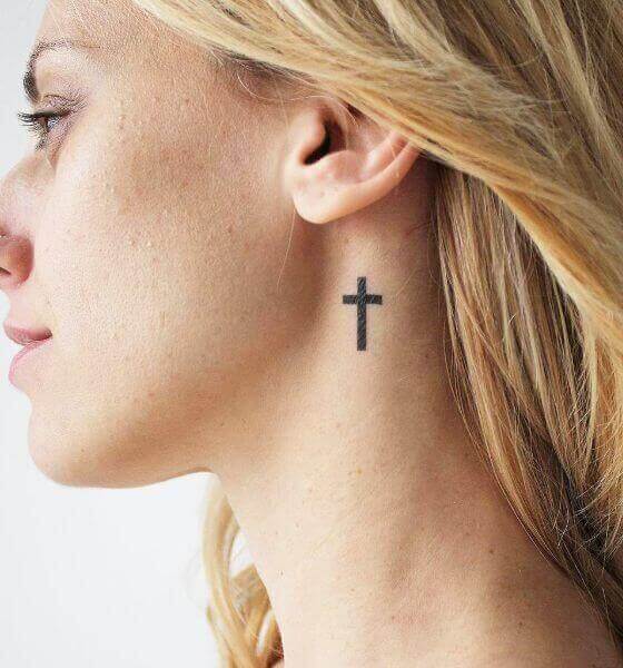 Tiny Behind the ear Cross tattoo ideas