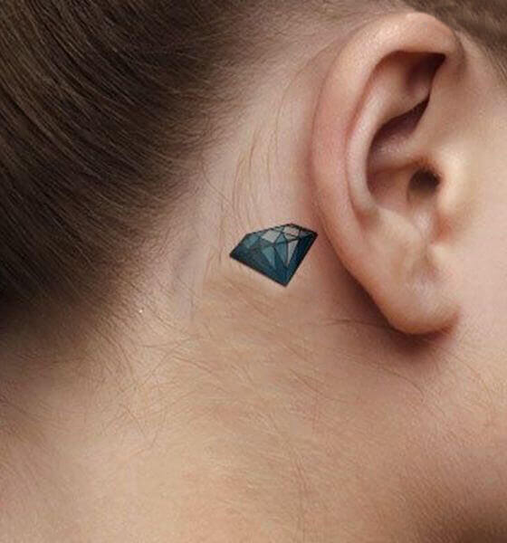 Behind the ear Diamond Tattoo ideas