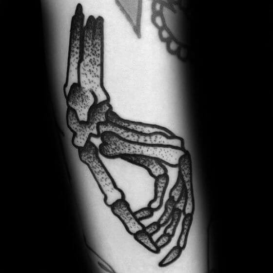 Dot Work Skeleton Hand Tattoo Design