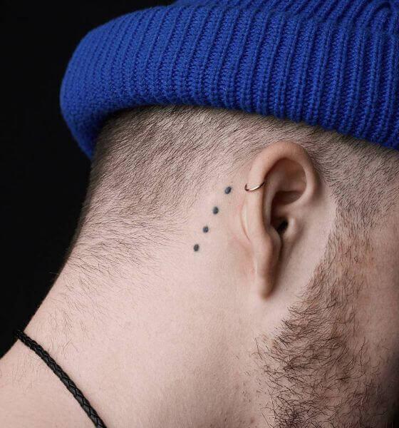 Behind The Ear Cross Tattoos For Men