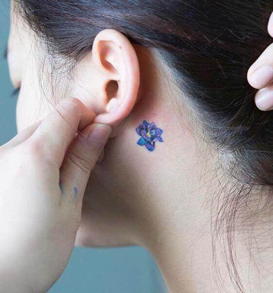 Behind the ear Flower Tattoo designs 