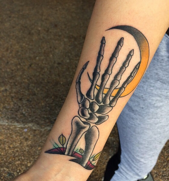 Forearm Skeleton Hand Tattoo