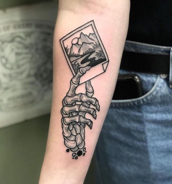 Forearm Skeleton Hand Tattoo