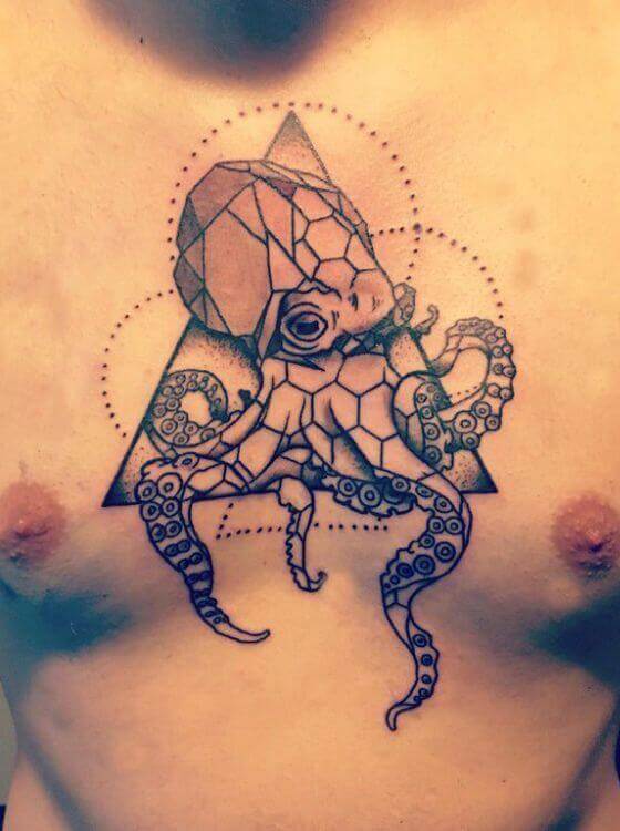 Geometric Octopus Tattoo designs on men chest