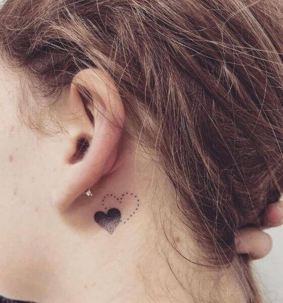 Behind ear Heart tattoos designs