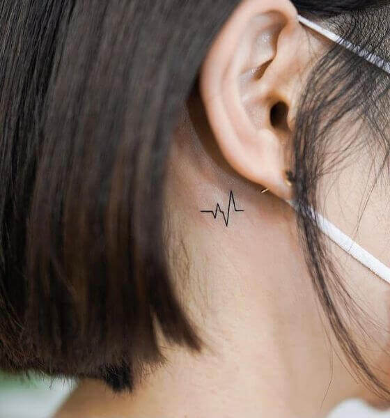Heartbeat Behind the Ear Tattoo