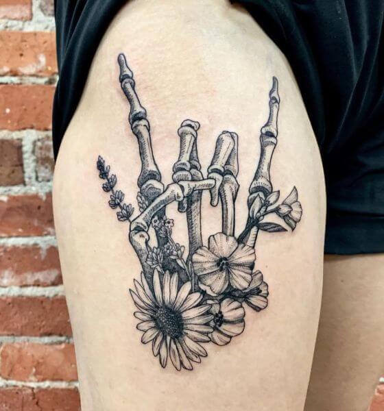 Leg Skeleton Hand Tattoo