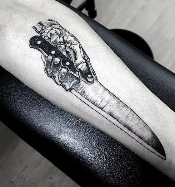 Leg Skeleton Hand Tattoo