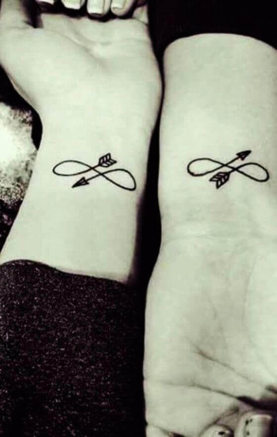 Matching Infinity Arrow Tattoo on wrist