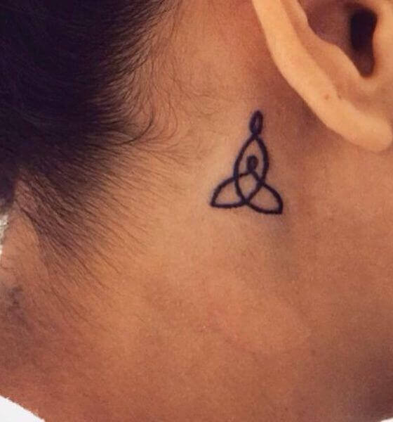 Mother-Daughter Symbol behind the Ear Tattoo