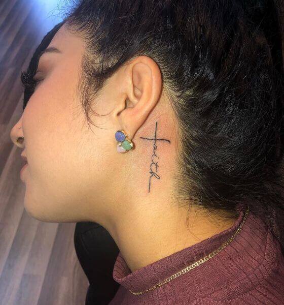Small Name Tattoo Designs on behind the ear