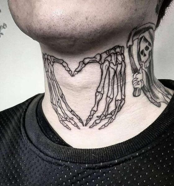Neck Skeleton Hand Tattoo