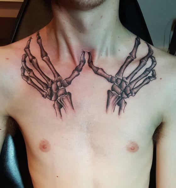 Neck Skeleton Hand Tattoo
