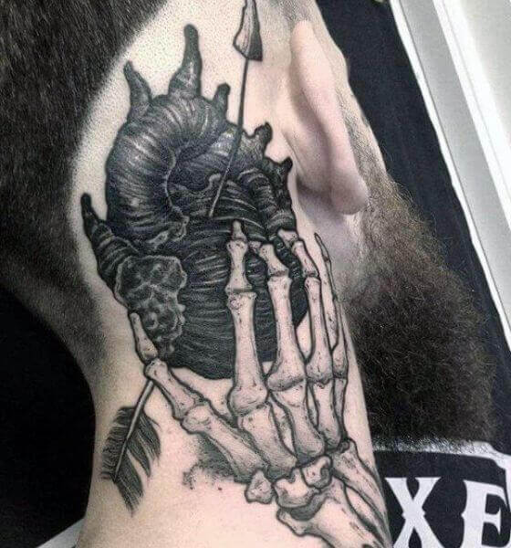 Neck Skeleton Hand Tattoo