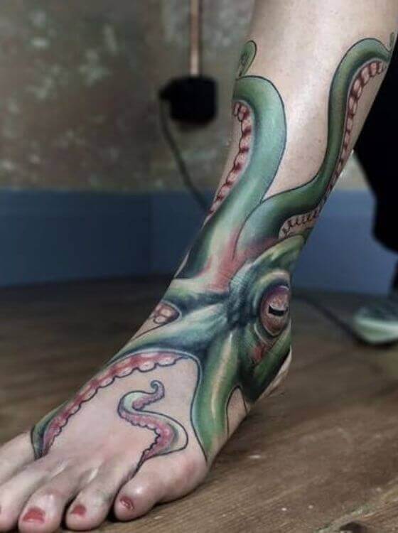 Neo Traditional Octopus Tattoo designs on leg