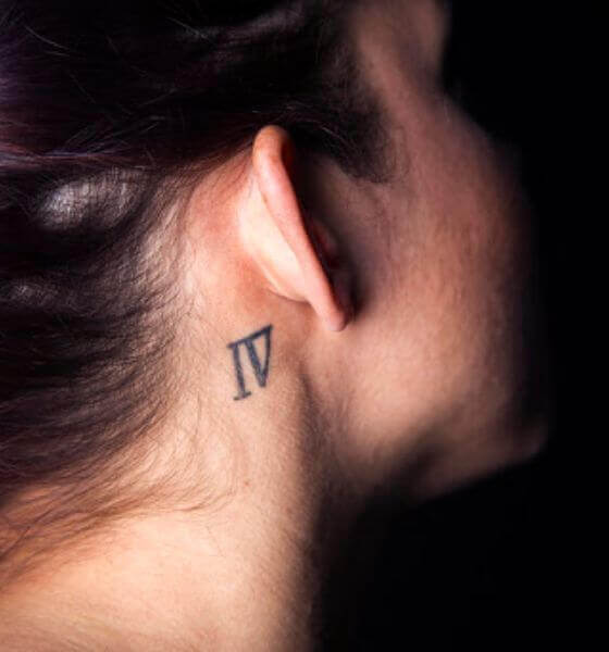 Roman Number Ear Tattoo