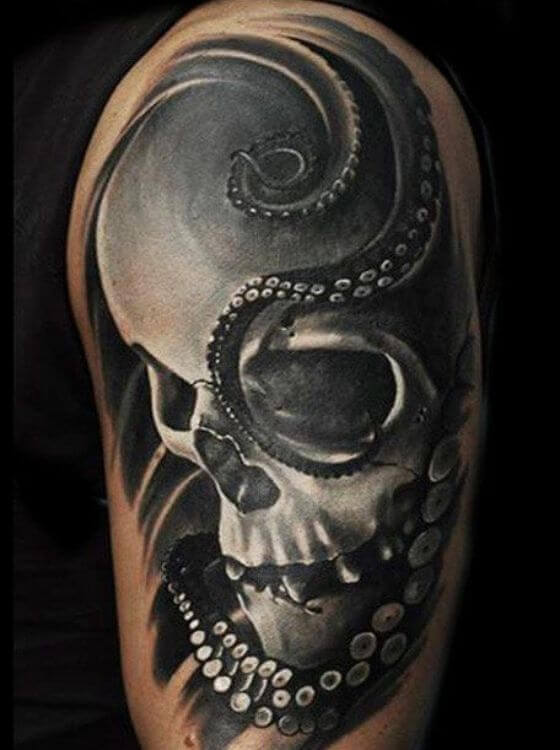 Skull Octopus Tattoo on shoulder