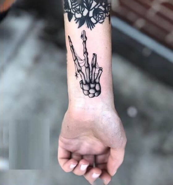 Wrist Skeleton Hand Tattoo