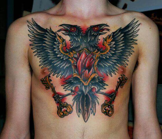 Two Headed Eagle Tattoo on Chest