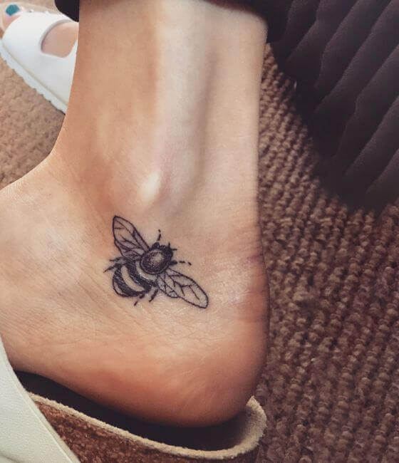 Small Honey bee tattoo on the ankle 2