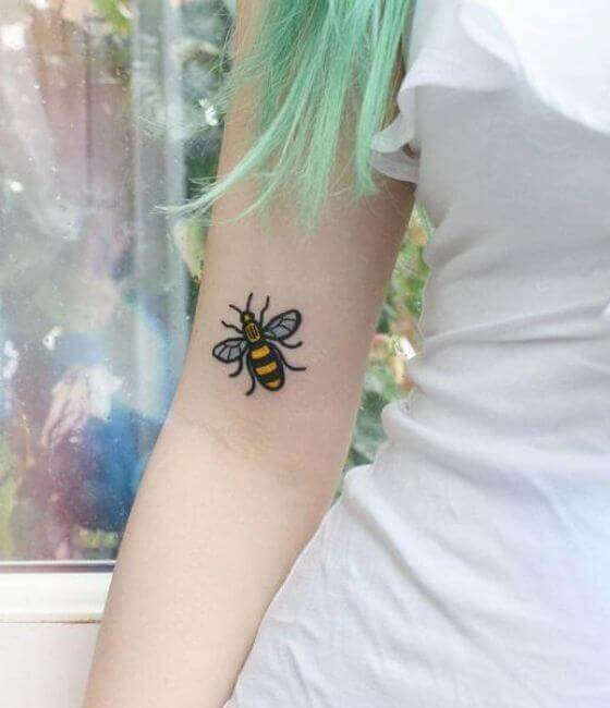 Honey bee tattoos on the arm