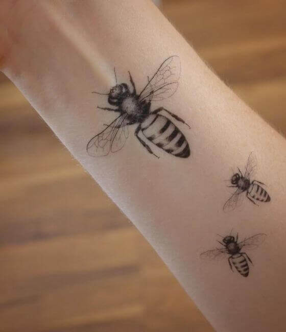 Multiple Honey bee tattoo on the forearm