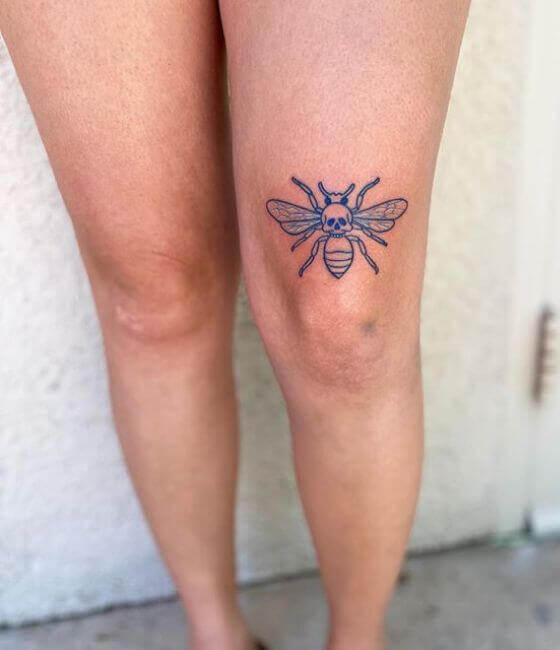 Honey bee tattoo on the lower limb 1