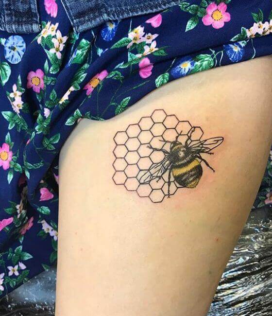 Honey bee tattoo designs on the lower limb