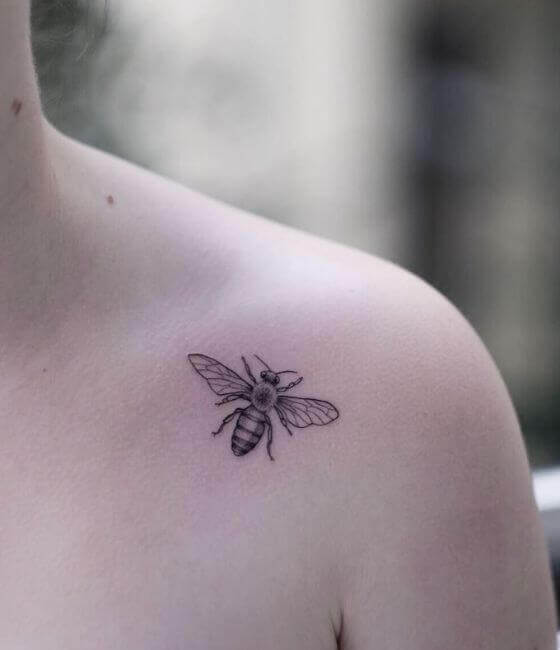 Honey bee tattoo on the shoulder 1